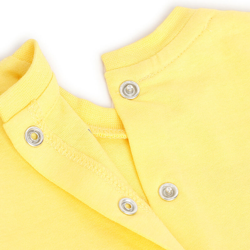 Boys Medium Yellow Printed Short Sleeve Rompers image number 4